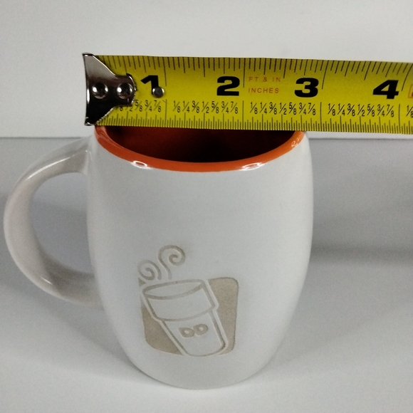 2012 Dunkin Donuts Coffee Mug 14 Oz. Orange and White with Engraved Logo - Picture 9 of 10
